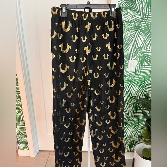 True Religion Black and Gold Embossed Loungewear Pants Size Large - Picture 4 of 6